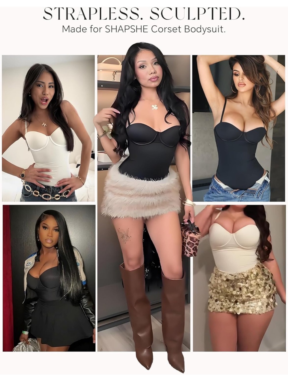 SHAPSHE Strapless Shapewear Corset Bodysuit Top Going Out Outfits M. 582/bb13-1 - Picture 6 of 9